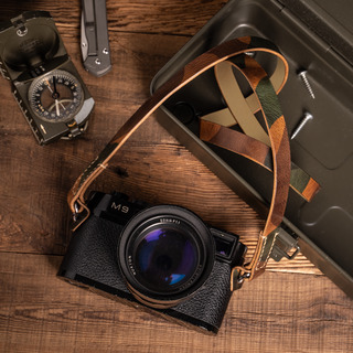 Full Leather Camera Neck Strap 008 (Cura Split Rings)